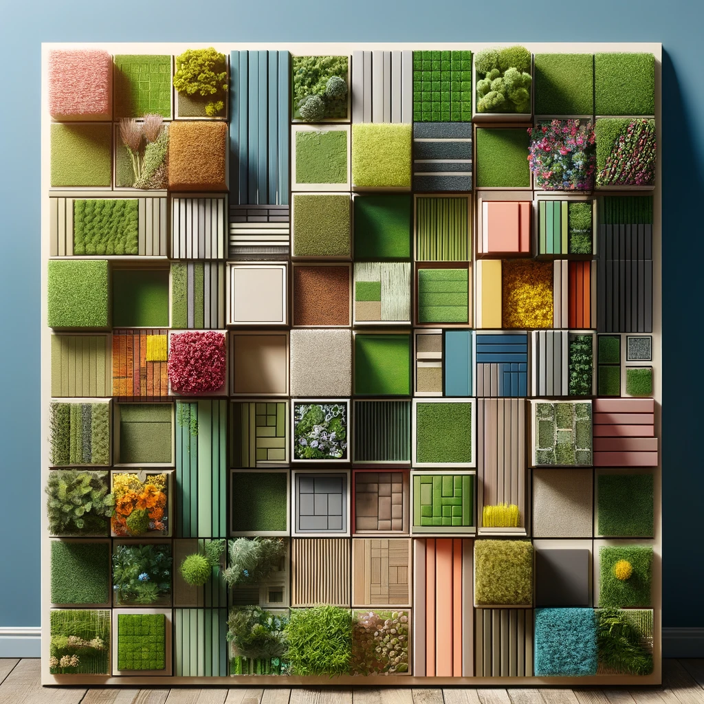 نجيل صناعي هولندي – لوحة عينات توضح اختلاف اللون والكثافة بالمتر